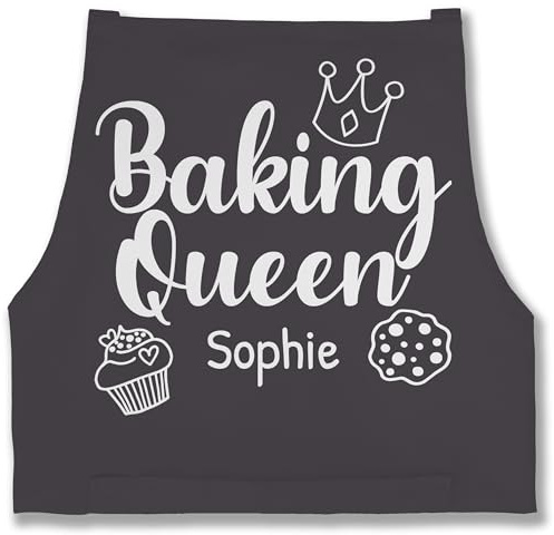 Geschenk mit Namen personalisiert by Shirtracer - Schürze - Backschürze Damen Frauen - Baking Queen I Backkönigin mit Name I Geschenk Hobby Bäckerin I Backen Geschenkideen