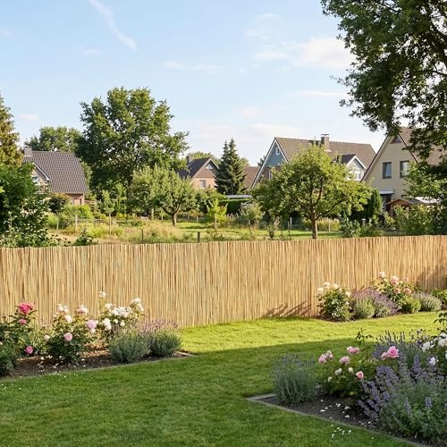 casa.pro Schilfrohrmatte Abbateggio Schilfmatte 100 x 600 cm Balkon Sichtschutz Zaun Schilfzaun Garten Balkonverkleidung Terrasse Gartenzaun Sichtschutzmatte wetterfest