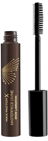 Max Factor Masterpiece Divine Gel per Sopracciglia Effetto Laminazione, 004, Dark, Effetto sguardo aperto, Separa e solleva, Texture in cera gel, Risultato laminazione effetto professionale, 8 ml