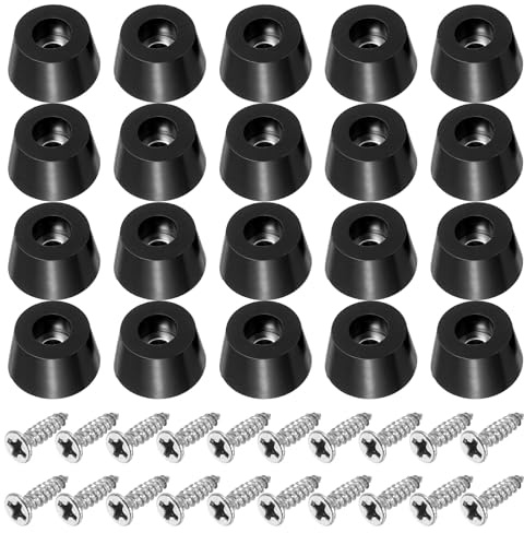 PATIKIL Cutting Board Feet,20 Pieces Non Slip Rubber Feet Bumpers with 304 Stainless Steel Screws for Cutting Board Furniture Chairs Desks 0.59Wx0.31H, Black