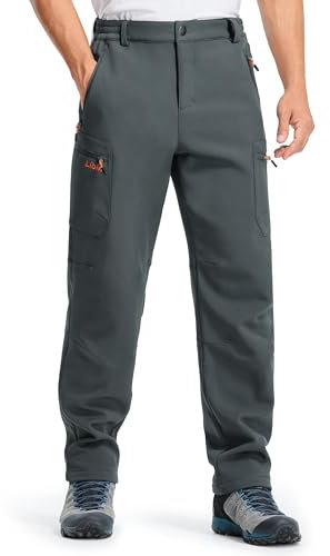 Libin Thermohose Herren Skihose Wanderhose Winter Softshellhose Winterhose Outdoorhose Wasserdicht Schneehose Snowboardhose Kletterhose, Dunkelgrau XXL