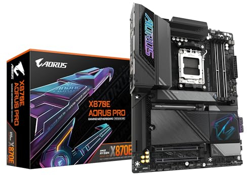 GIGABYTE X870E AORUS PRO-Mainboard - Unterstützt AMD Ryzen 9000 CPUs, 16+2+2 Phasen Digital-VRM, bis zu 8000MHz DDR5 (OC), 3xPCIe 5.0, Wi-Fi 7, 2.5GbE LAN, USB 4