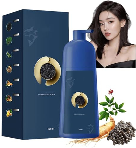 Qiweitang Hair Dye, Caviar Hair Colour Cream, Zhihuashi Caviar Protein Hair Dye, Bubble Plant Hair Dye, Protein Color Protecting Hair Dyeing Cream, Covers Gray Hair, Natural Fruit Dye (Dark Tea)