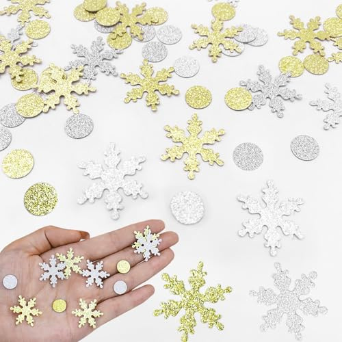 ParPix Glitzer Streudeko Schneeflocken Deko,200 Stück Schneeflocken Konfetti Weihnachten Deko, Streudeko Weihnachten, Schneeflocke Frozen Tischdeko,Deko Schnee Selber Basteln Winterdeko Weihnachtsdeko