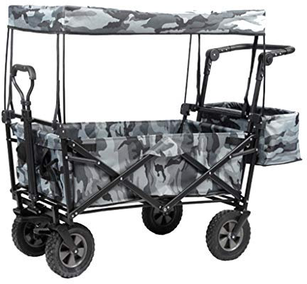 Outdoor Klappwagen mit Dach Robuster Gartenwagen für Festivals Faltbarer und tragbarer Bollerwagen Transportwagen mit 45,4 kg Kapazität