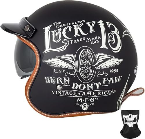 GKCEGHKS Jet-Helm Halbschale Roller-Helm Moped Helm Retro Halbhelme Motorradhelm Mit ECE Genehmigt Herren Retro Motorrad Halbhelm MäNner Halbschalenhelm Cruiser Chopper Scooter Helm