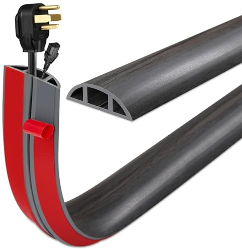 INMOZATA 1M Cable Cover Self-Adhesive Flexible PVC Cable Protector Wire Covers for Cables,Protect Cables and Prevent Trip Hazards Suitable for Home Office Warehouse Garages (Dark Brown Wood Grain)
