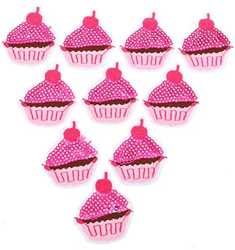 NUOBESTY 10stücke Aufnäher Zum Aufbügeln Kuchen Stickerei - Aufnäher Stoffaufkleber Für Diy Kuchen Tuch Patches Pailletten Creme Tuch Aufkleber