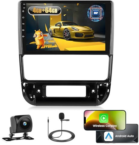 [4+64G] Android Radio de Coche para Peugeot 406 1999-2004 con Wireless Carplay Android Auto, 9 Pulgadas IPS Pantalla Táctil Radio Coche con Bluetooth 5.0/GPS/Cámara de Marcha Atrás/FM/WiFi/SWC