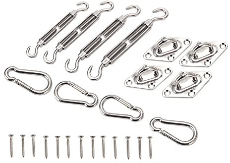 REXVTNS Shade Sail Kit,1set Shade Sail Hardware Kit,Sun Shade Hardware Kit,Stainless Steel Sunshade Sail Hardware Kit Canopy Installation Set Suitable For Various Umbrellas