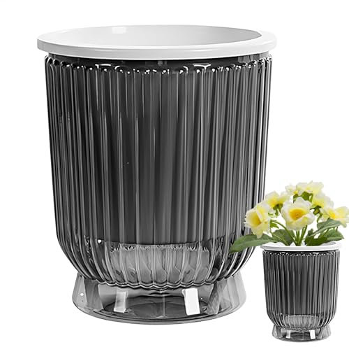 Keyubria Vasi autoirriganti per interni, 12 cm, in plastica trasparente, con foro di drenaggio e serbatoio profondo, fioriera decorativa moderna per orchidee, viola africana, rosa, tulipani