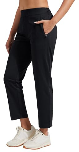Pioneer Camp Damen Jogginghose Elegante Business Hose mit 7/8-Länge – Leichte Stretch-Hose mit Elastischem Bund, Seitentaschen – Bequeme Anzughose für Arbeit, Reisen & Outdoor(Schwarz/M)
