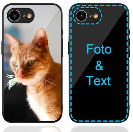 MXCUSTOM Personalisierte Handyhülle für Apple iPhone 16e, Benutzerdefiniert Kratzfest Gehärtetes Glas Weicher Stoßfänger Hülle mit Eigenem Foto Bild Text Individuelle Schutzhülle(GHS-BK-P1)
