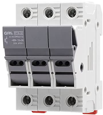 NVSFZGIYG 1 Stück Sicherungshalter 3P 10x38MM Sicherungen Basiskasten Anzeigelampe AC IP20 Flink Keramik Zylindrischer Kern(Rt18-32-3p,32A)