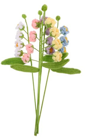 Luxshiny 5pezzi Bouquet Di Fiori All Uncinetto Sofisticata Composizione Realistica Di Gigli Artificiali Con Foglie e Stelo Per Decorazioni Primaverili e Festive