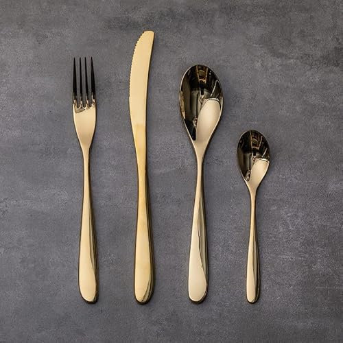 CVNIMV Ensemble de Couverts, Ensemble de Couverts de Luxe pour 9 Personnes, Ensemble de Couverts polis Miroir, Lavable au Lave-Vaisselle, Couverts de Table élégants pour la Maison/Dîner i