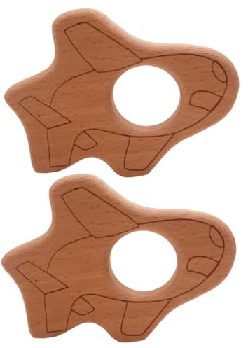 SWOOMEY 2stücke Holz Flugzeug Beißring Für Natürliche Tier Beißringe Glatte Oberfläche Babyspielzeug Zähneknirschen Werkzeug Säuglings Beißring