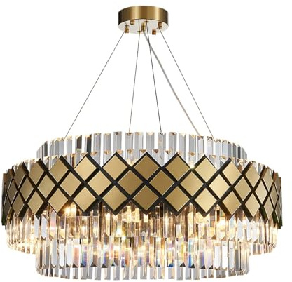 Lámpara de araña LED Moderna Art Deco de Cristal Transparente con iluminación LED, luminaria de suspensión Lustre Compatible con Comedor,Lámpara de Techo