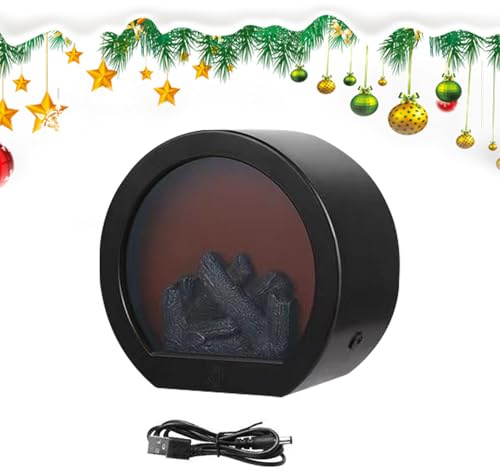 Yjkedfh Linternas de Chimenea Decorativas de Interior - Farol LED Con Carga USB Sin Llama Decorativo - Decoración Sin Llama a Pilas con Carga USB para Balcones Salones Navidad Jardín Porches Camping