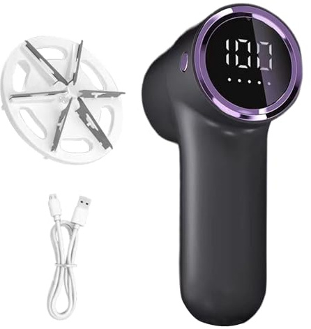 FeiatPogra 6-Head Cordless Fabric Renewal System - Rechargeable Lint & Bobble Remover for Clothes, Electric Pill Eraser for Sweaters, Knitwear, Jumper, Sofa with LED Display, 5 Speeds