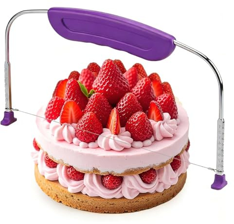 jinduodf Cake Leveller, Cutter & Slicer, 10 Inch Adjustable Stainless Steel Wire Tool for Leveling & Slicing, Professional Kitchen Baking Accessory for Even Layers Birthday Cake, Purple (27cm)