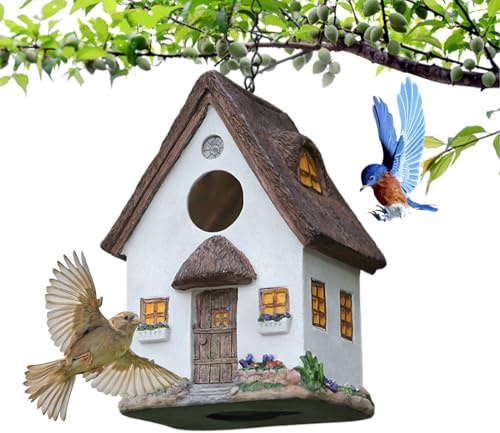 Tyinerc Casetta per esterni - Casetta di Esterno in Resina per Uccelli da Giardino | Casa in Resina per | per Tettona, Troglodite, Passero, Balcone, Terrazza, Recinzione