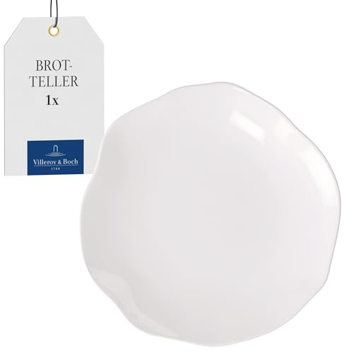 Villeroy & Boch – Pura brödtallrik, 17 x 17 x 2 cm, kritvit, tål maskindisk och kan användas i mikrovågsugn, böljande form, förstklassigt benporslin Made in Germany