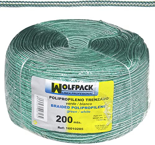 WOLFPACK LINEA PROFESIONAL - Cuerda Trenzada Polipropileno Blanca / Verde (Bobina 200 m.)