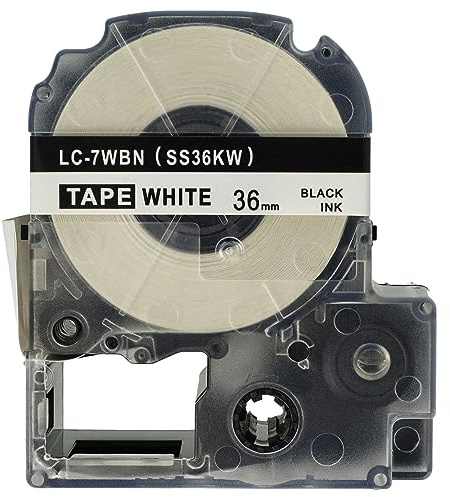 vhbw cinta de escritura compatible con Epson LabelWorks LW-1000P, LW-600P, LW-500, LW-400, LW-300 impresora etiqueta 8m x 36 mm negro a blanco