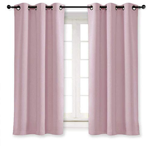 NICETOWN Room Darkening Curtain for Girl's Room Nursery Essential Thermal Insulated Solid Grommet Top Window Treatment Drape (Lavender Pink=Baby Pink, Sold Individually, 42 x 63 inch)