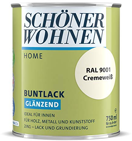 DurAcryl Buntlack Cremeweiß 750 ml RAL 9001 Glänzend Schöner Wohnen