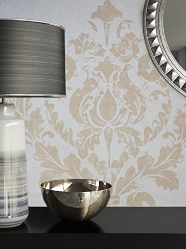 NEWROOM Papel pintado barroco blanco,oro vellóntapete blanco,oro Barock Glamour Modern Barock Ornamente hermoso diseño moderno 3d mirada , incluyendo papel tapiz guía