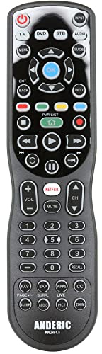 4-in-1, 4-Device IR Universal Remote Control with Macro, Learning, Backlit, Netflix Apps Keys for All TVs, Streaming Players, BluRay Player, Audio, Cable, Roku, Apple TV and More - Anderic RRU401