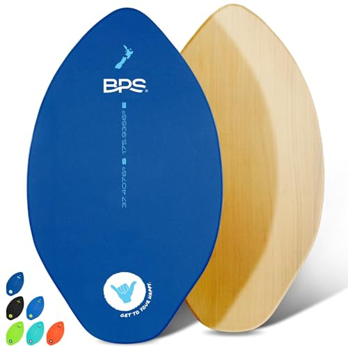 'Shaka' Skimboards with Colored EVA Grip Pad and High Gloss Clear Coat | Wooden Skim Board with Grip Pad for Kids and Adults | Choose from 3 Sizes and Traction Pad Color