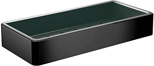 EMCO Loft Schwammkorb zum Schrauben, hochwertige Duschablage aus Aluminium mit herausnehmbarem Kunststoffeinsatz, Duschkorb für Badutensilien, schwarz matt, Wandkorb