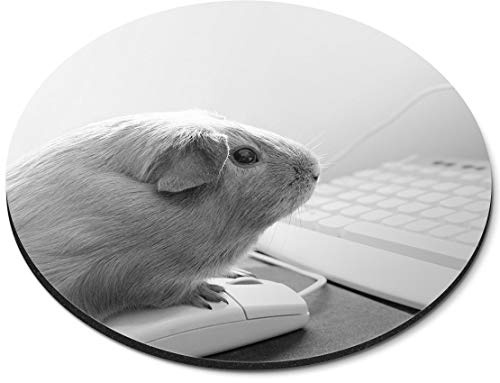 Computer Geek Guinea Pig Pet - Flexible Round 5mm Rubber Mouse Mat Pad Office Home Novelty Printed Desk Accessory - 44696