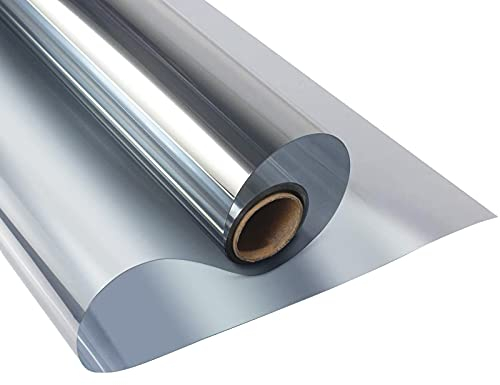 Reflektierende Fensterfolie Spiegelfolie Selbstklebend Sichtschutz Wärmeisolierung Sonnenschutzfolie Fenster Scheibenfolie 50 x 100 cm Sonnenschutzfolie 99% UV-Schutz Sichtschutz Silber
