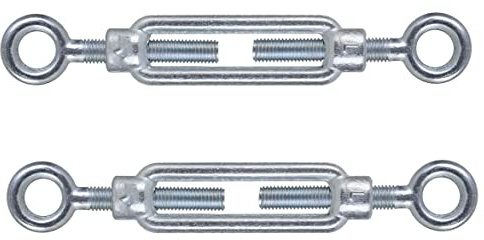 M12 X 125mm Eye & Eye Steel Turnbuckles Wire Tensioner Strainer Closed Hook Threaded Hook (Pack of 2) - N18A 12x125_2