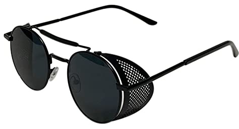 Liujiami Unisex SteamPunk Sunglasses Classic Retro Style Metal Round Goggle Women Men UV400 Glasses