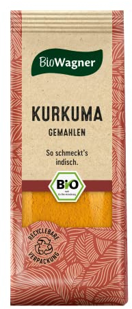 BioWagner - Bio Kurkuma gemahlen | intensiv gelbe Farbe für Currys und asiatische Gerichte | naturbelassene Bio-Zutaten | recyclebare Verpackung | 40 g