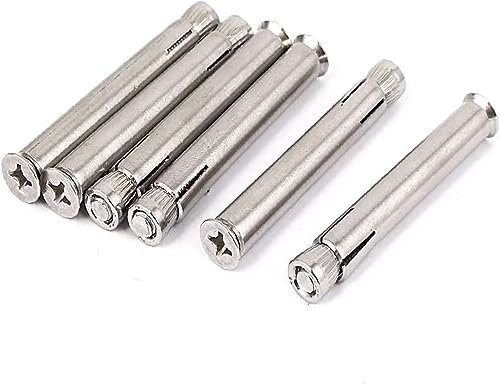 Expansionsschraubenbolzen, Ankerschraubenbolzen, M6-Gewinde, 70 mm lange, versenkte Flachkopf-Expansionsankerbolzen, 6 Stück (M6-Gewinde, 70 mm lange Senkkopf-Expansionsschraubenbolzen