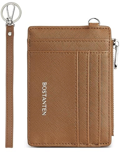 BOSTANTEN Geldbörse Damen Klein, PU Leder Kreditkartenetui RFID Schutz Geldbeutel Damen Kartenetui mit Münzfach, Mini Frauen Portemonnaie Kartenhalter Slim Wallet(Braun)
