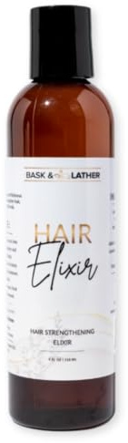 BASK & LATHER Elixir Hair Strengthening Oil, Jamaican Black Castor Oil, For Volume, Thickness, Detangle, De Frizz, Conditions New Hair Growth, 4 fl oz