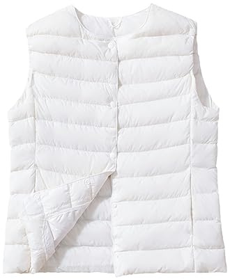Dcvmvmn Gilet Fin En Duvet De Canard Pour Femme Gilet Chaud Sans Manches Hiver White XXL