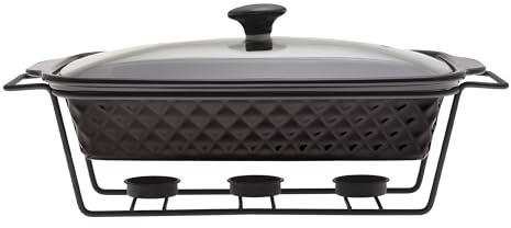 4BIG.fun Speisewärmer aus Keramik 3 L Chafing Dish Buffet-Set Keramik-Chafer Buffetwärmer Warmhaltebehälter Speisenwärmer Wärmebehälter