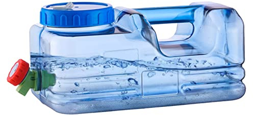 Contenedor de agua cuadrado plano con toque 10L Plastic de plástico portátil Catete de agua de campamento con transporte de agua de bebida de grifo para acampar almacenamiento de agua de senderismo