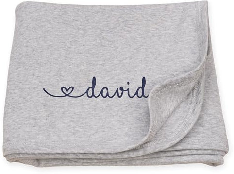 upstitch studio Babydecke mit Name, Datum und Motiv Bestickt (70x100cm), 100% Baumwolle, personalisierte Kuscheldecke für Mädchen und Jungen (Grau)