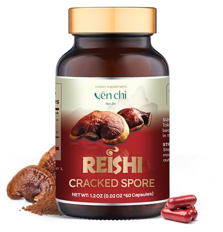 Pure Reishi Mushroom Capsules Cracked Spore - 60 Premium Mushroom Pills for Sleep, Focus, Memory & Heart Health - Ganoderma Lucidum, Lingzhi, Reishi Ganoderma Mushroom Supplement - Immune Support