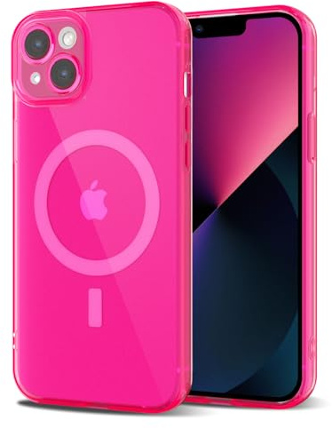 Svanove per iPhone 13 Mini Cover Compatibile con MagSafe, Trasparente Magnetica Protezione della fotocamera Custodia, Sottile Silicone Antiurto Anti-Graffio Custodia Case, Rose Vif