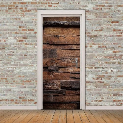 Türtapete Selbstklebend 95x215 Vintage-Holzbrett Türaufkleber 3D Türposter Landhaus Fototapete Türfolie Türklebefolie Wasserdichte für Türwand Dekoration Tapete 9253m